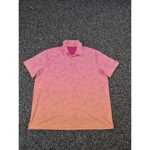 Birdie Bound Polo Shirt Mens Size 2XL XXL Palm Orange Pink Golf Short Sleeve